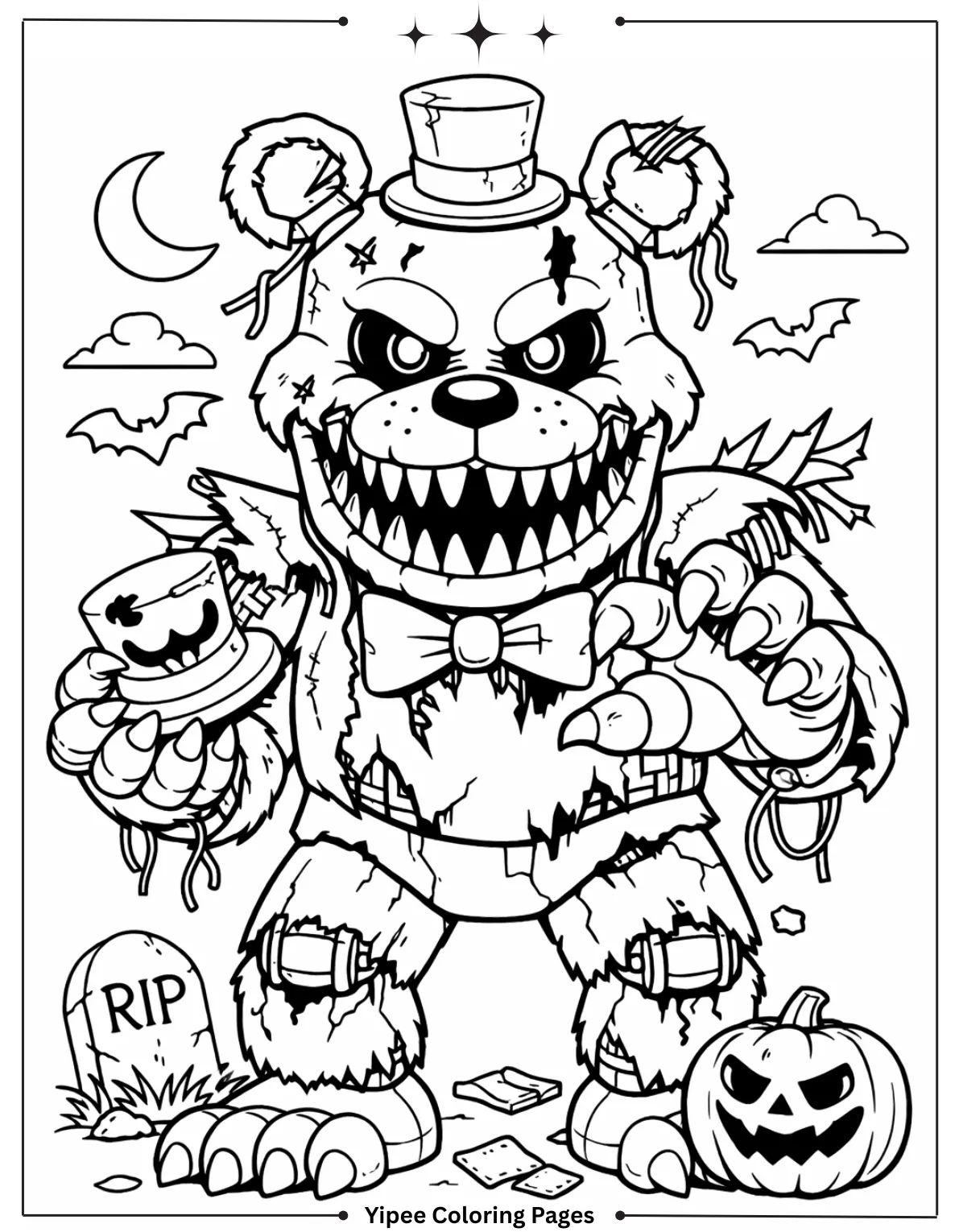 Amazing FNAF Coloring Pages for Creepy Fun Nightmare Fredbear