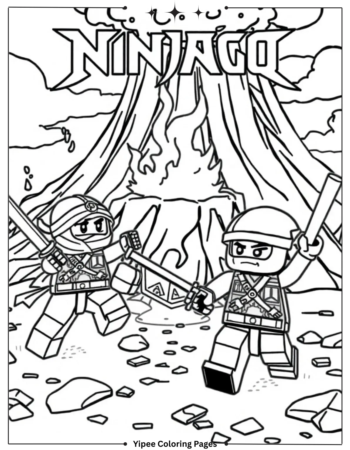 Ninjago Coloring Pages – Free Printable Ninja Adventures Ninjago Volcano Battle