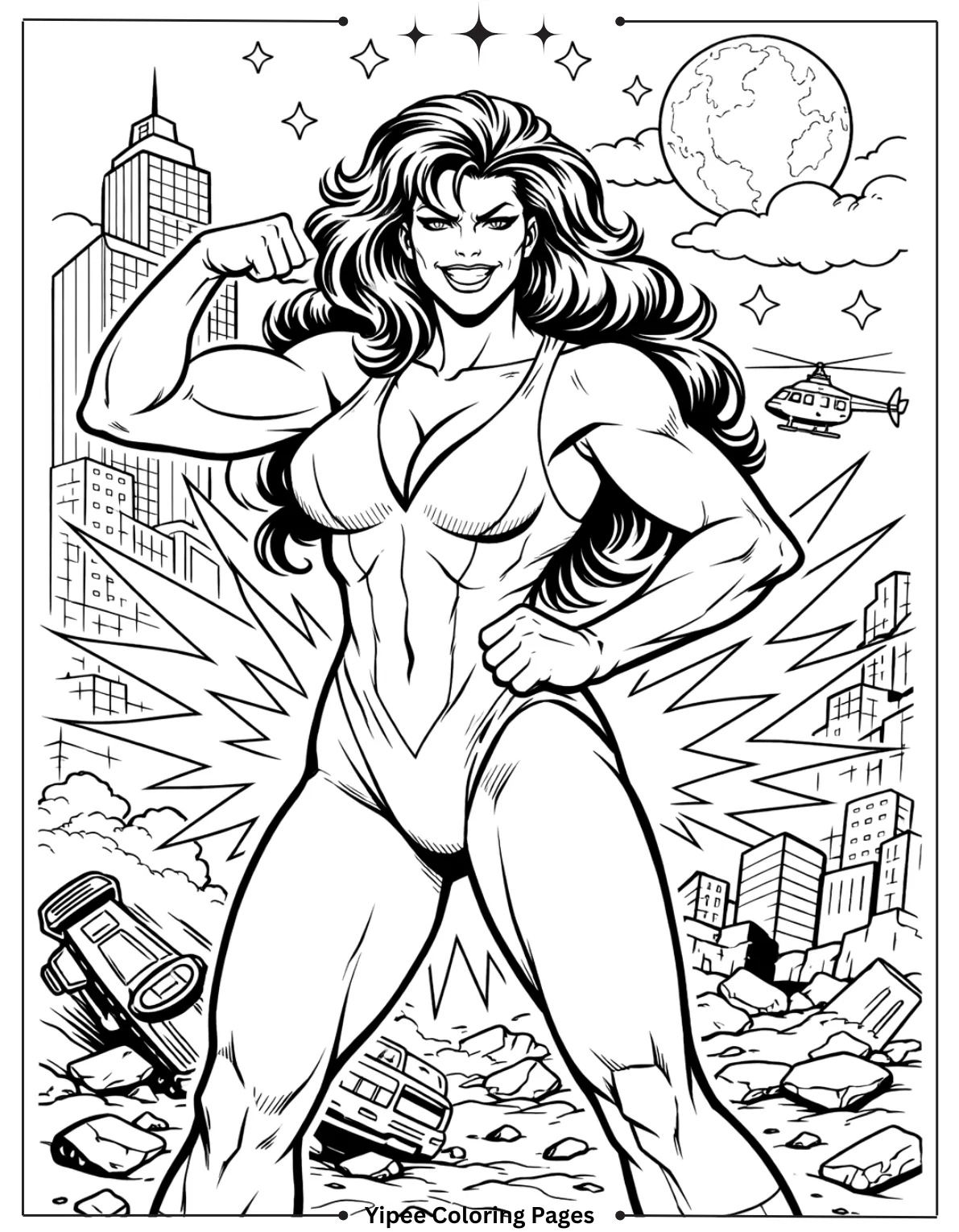 Retro She Hulk Coloring In Page