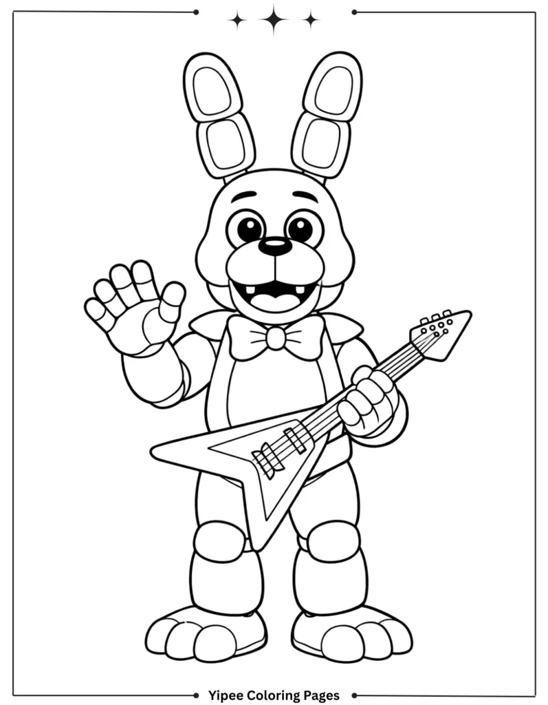 Amazing FNAF Coloring Pages for Creepy Fun Simple Five Nights At Freddy’s Bonnie Playing Guitar