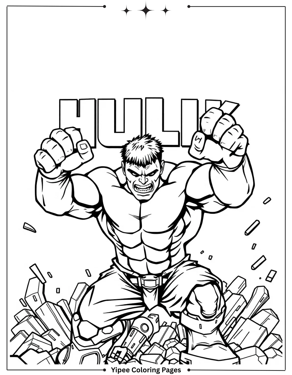 Simple Outline Of Incredible Hulk For Preschoolers
