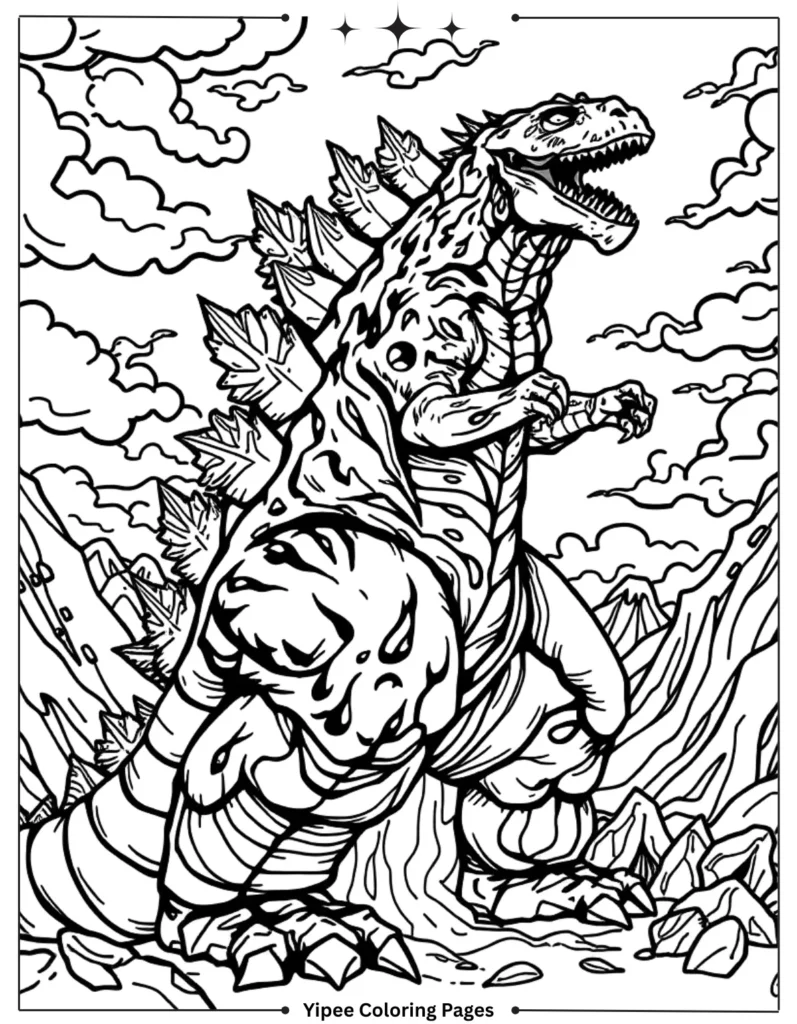 Godzilla Coloring Pages By Yipee Coloring Pages! Volcanic Godzilla