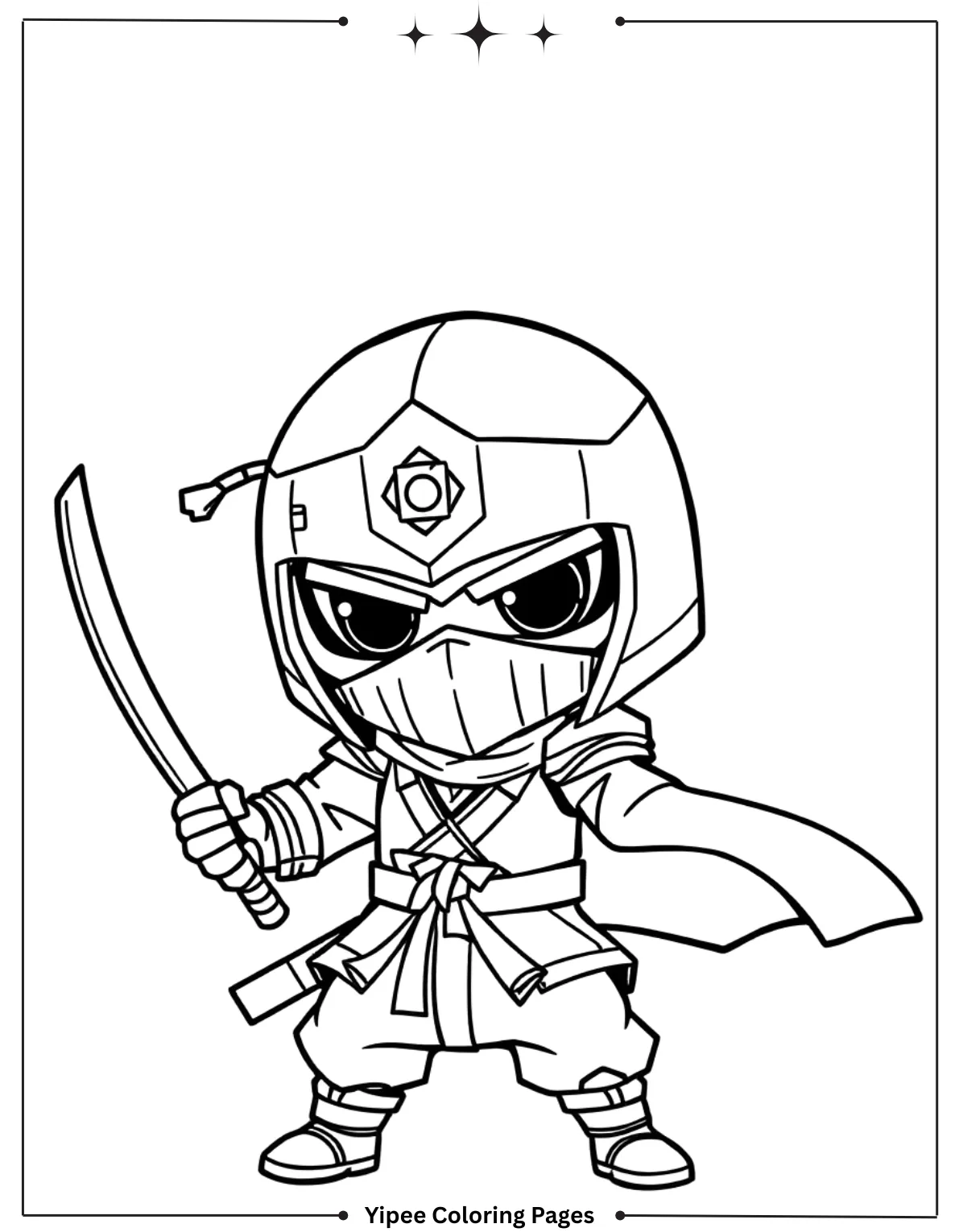 Free Fortnite Coloring Pages to Print and Color Chibi Superhero with Katana Swords Coloring Page
