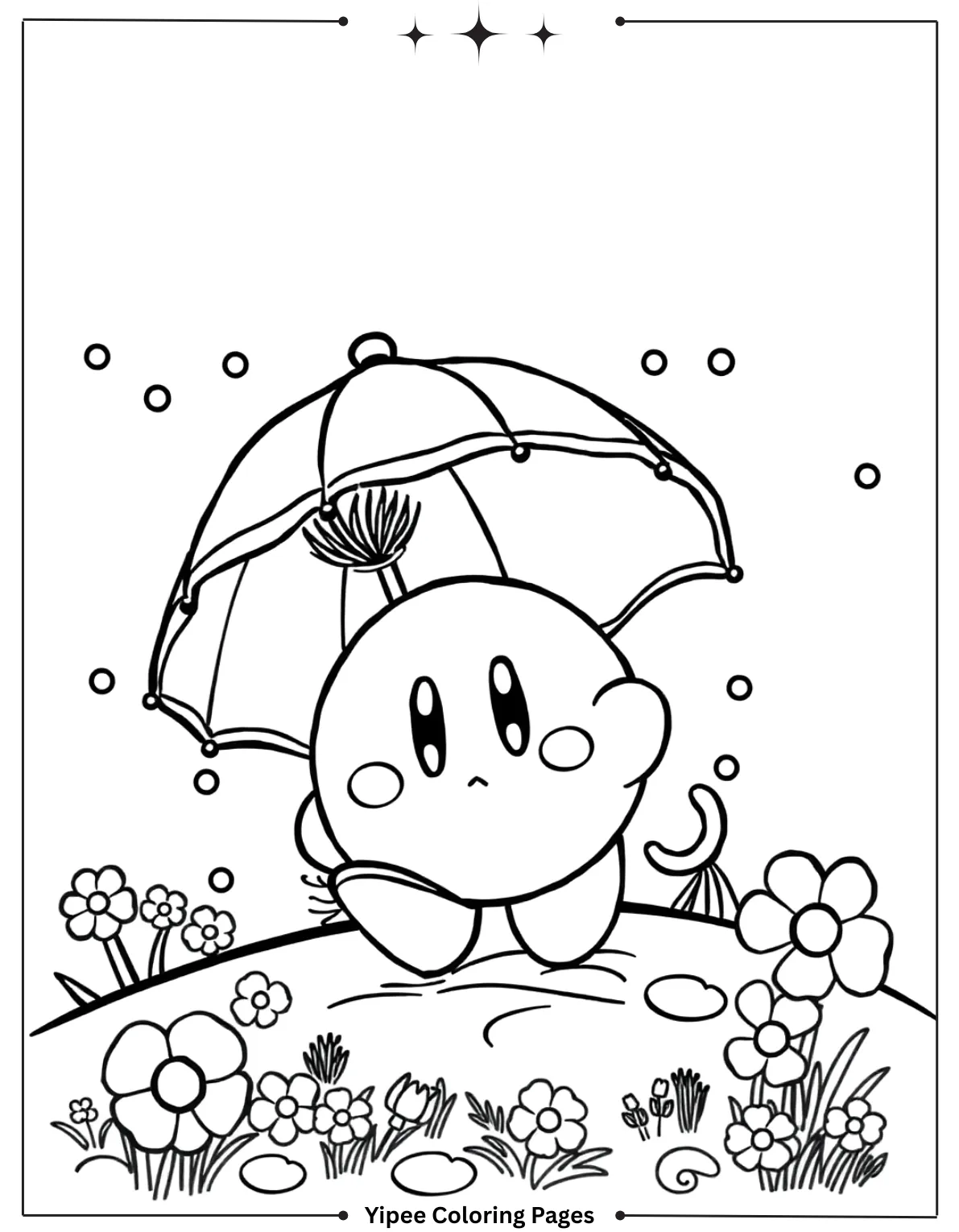 Kirby Coloring Pages Kids Will Love to Color! Kirby in Rain