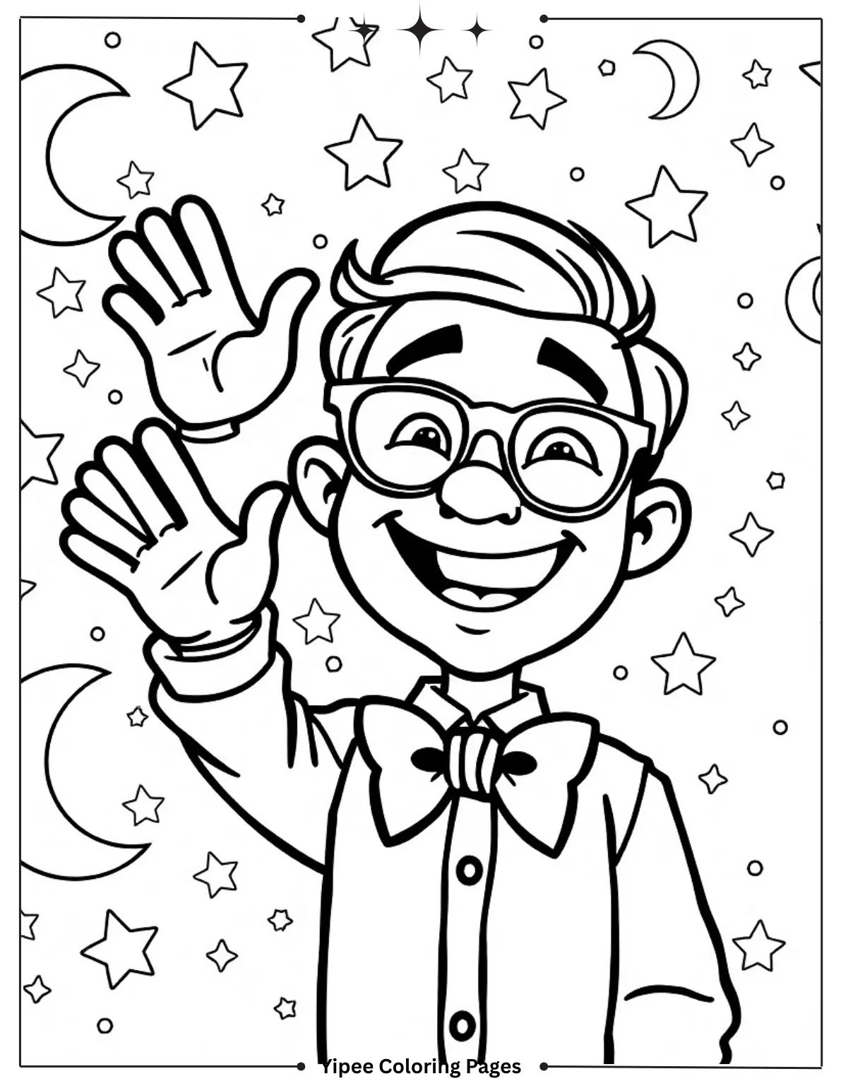 Starry Waving Blippi Coloring Pages