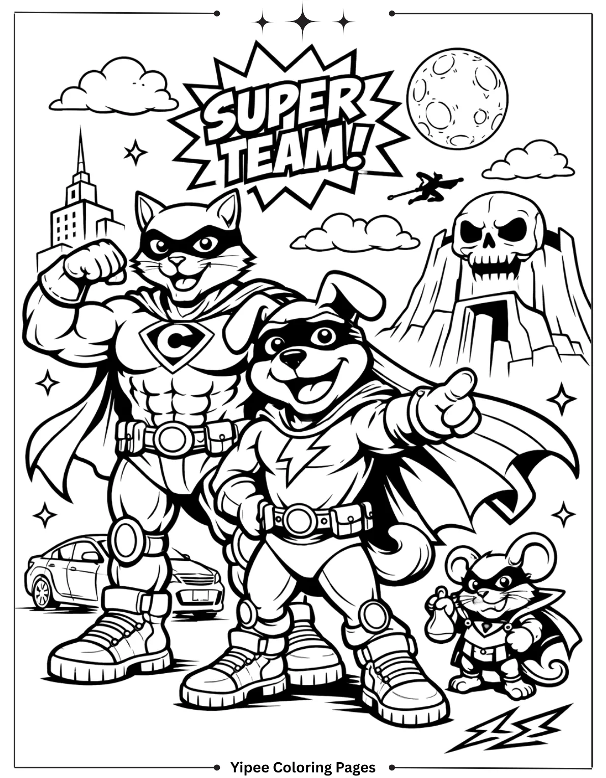 Free Fortnite Coloring Pages to Print and Color Superhero Team Action Coloring Page