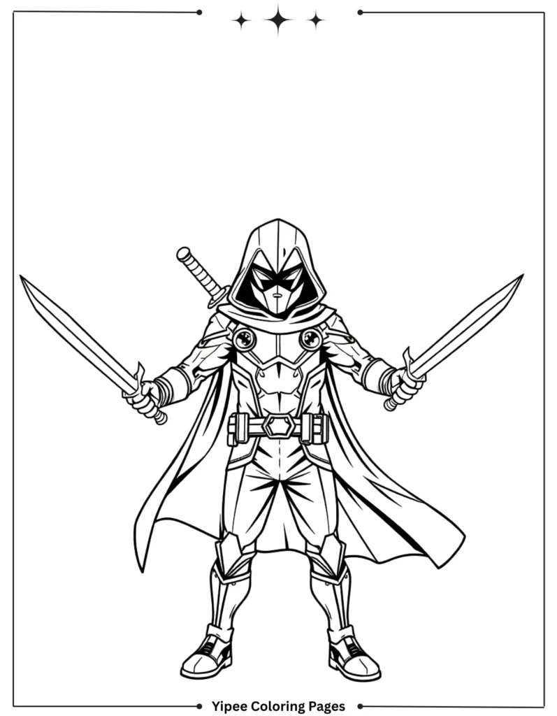 Free Fortnite Coloring Pages to Print and Color Superhero with Dual Swords Coloring Page