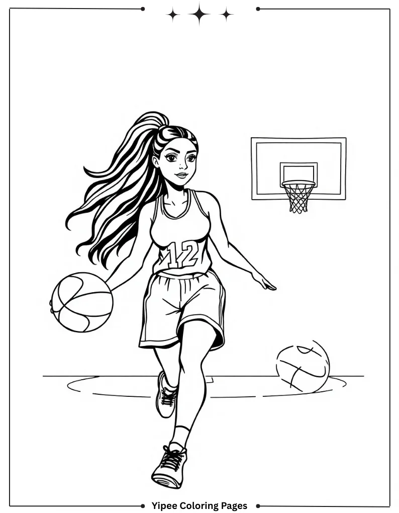 Ultimate Basketball Coloring Pages Every Fan Will Love Cool Girl Basketball Player Dribbling Coloring Page
