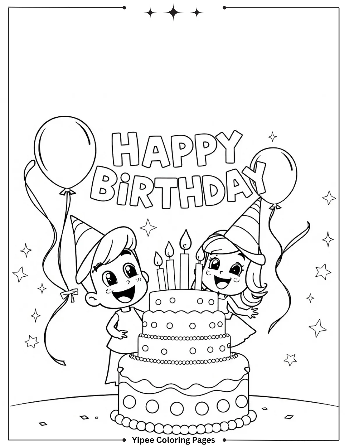 Free Dandy's World Coloring Pages for Creative Fun Dandy and Vee Happy Birthday