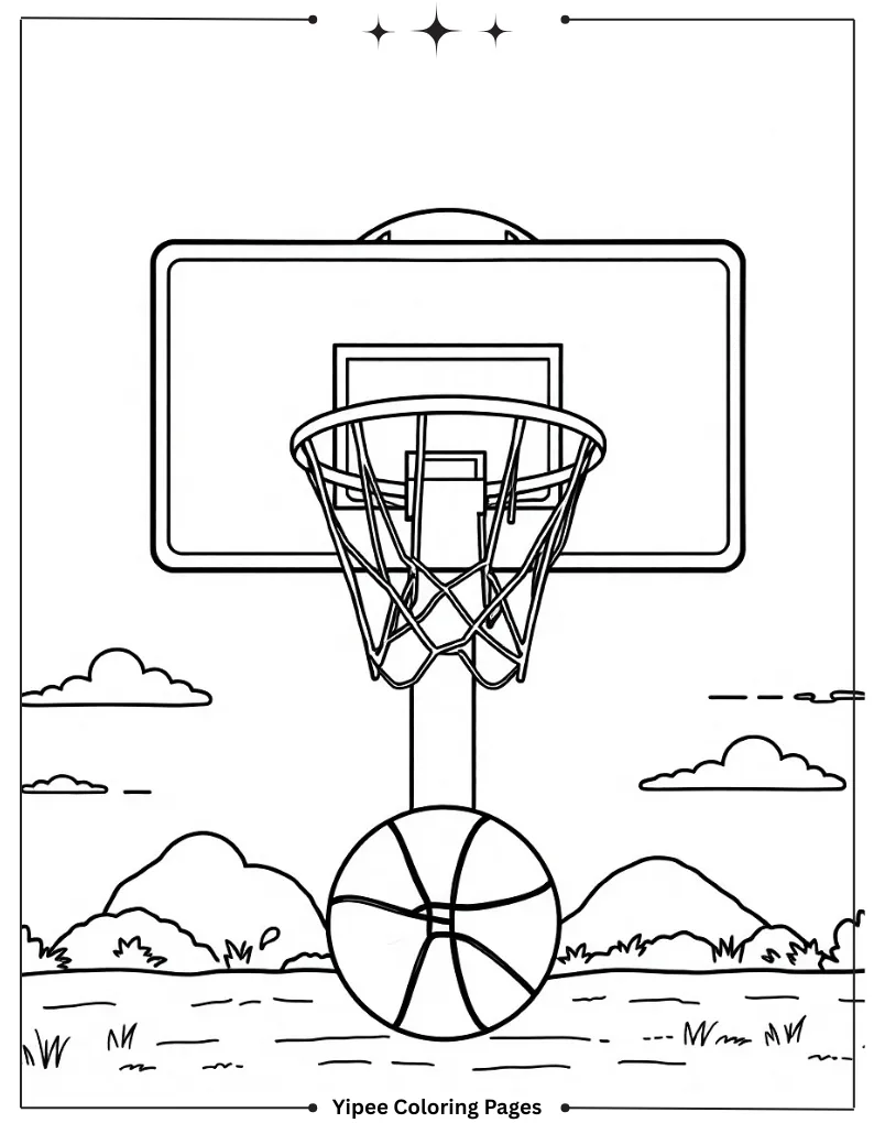 Ultimate Basketball Coloring Pages Every Fan Will Love Easy Dunk Basketball Cartoon Coloring Sheet for Kids