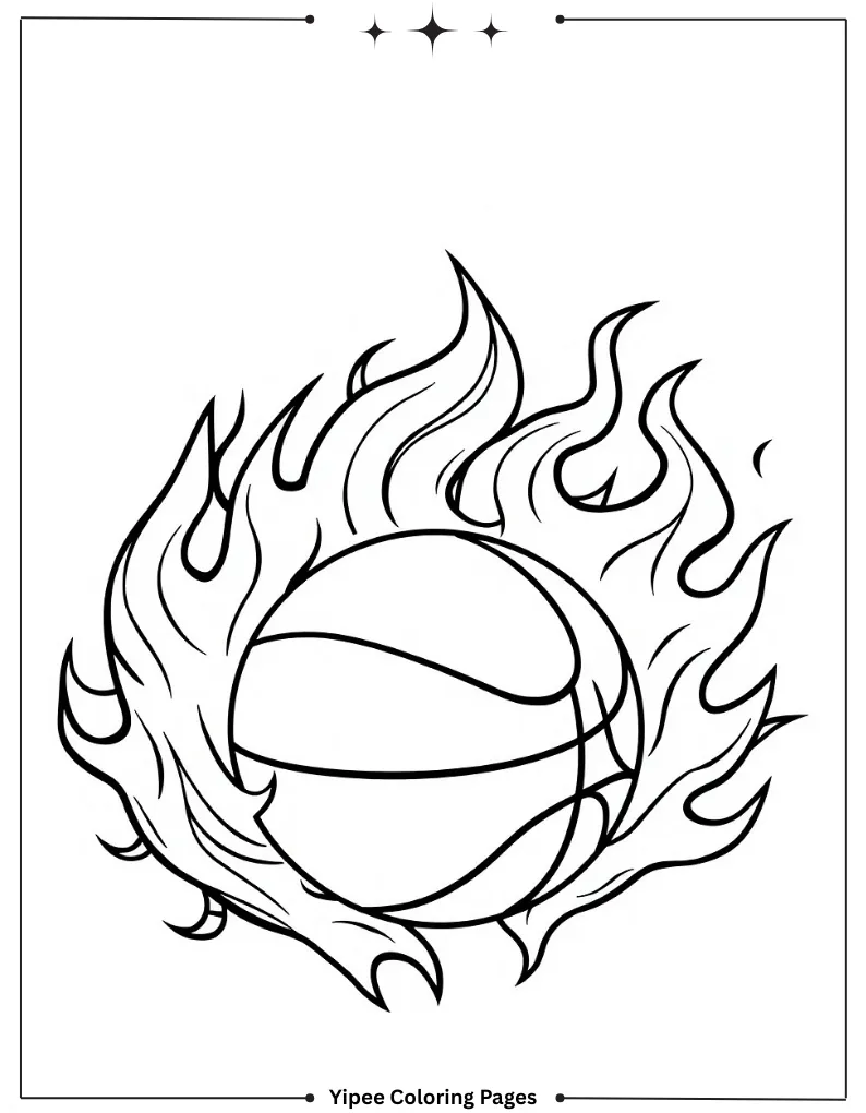 Best NBA Coloring Pages Every Basketball Fan Will Love Flaming Basket Ball To Color