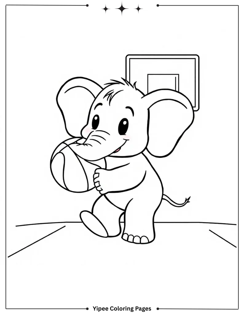 Ultimate Basketball Coloring Pages Every Fan Will Love Funny Elephant Playing Basketball - Coloring Page for Preschoolers