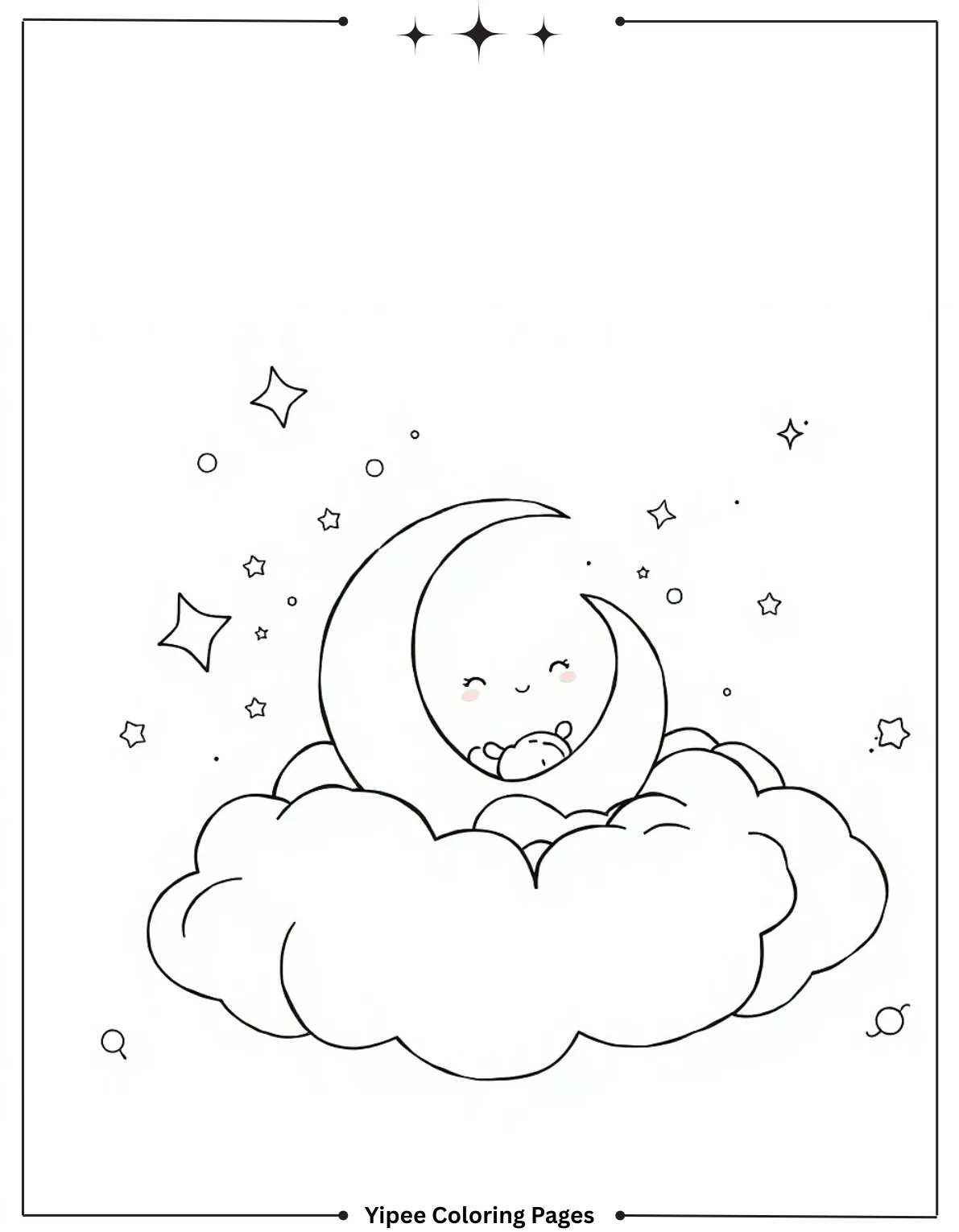 Free Dandy's World Coloring Pages for Creative Fun Moon’s Celestial Cloud Rest
