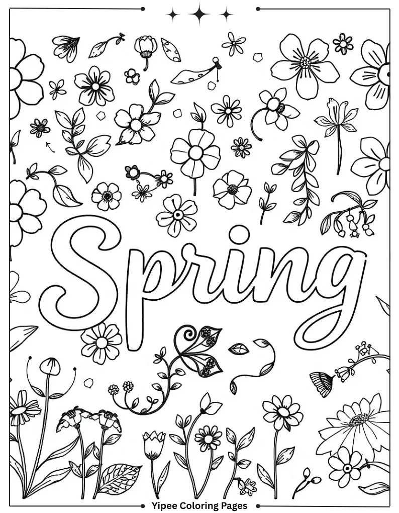 Spring Coloring Pages You'll Love to Print Free Spring Letters Doodle Coloring Page(2)